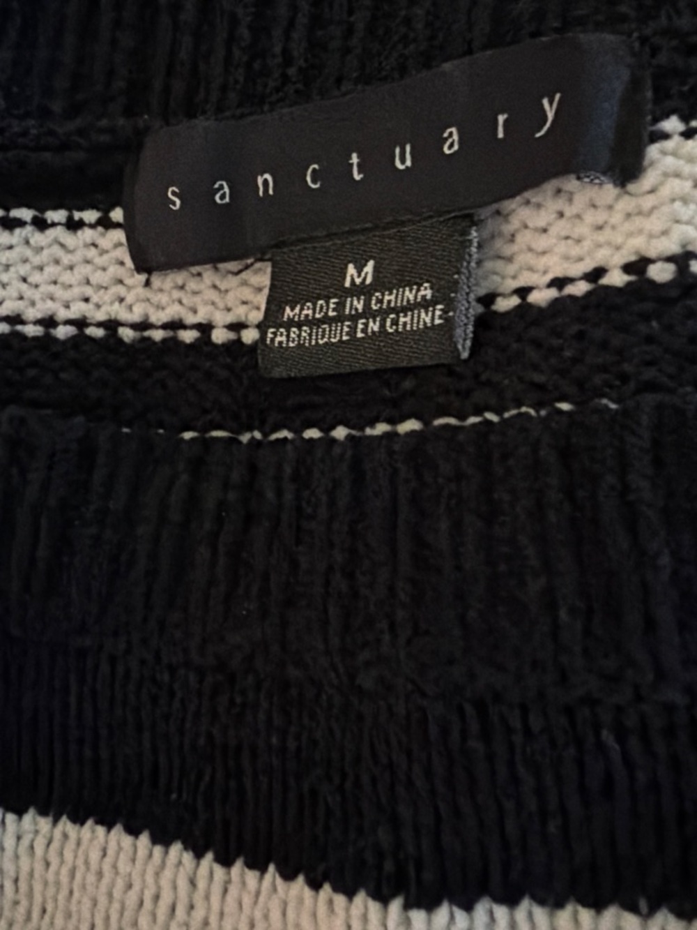 Sanctuary Black and White Striped Crewneck Sweater